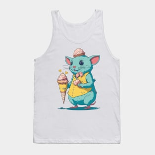 Rat With Ice Cream Cartoon Animal Tank Top